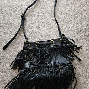 Black Fringe Crossbody Bag By Carlos Santana